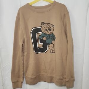 GAP Brown Crewneck Sweater with Bear Design
